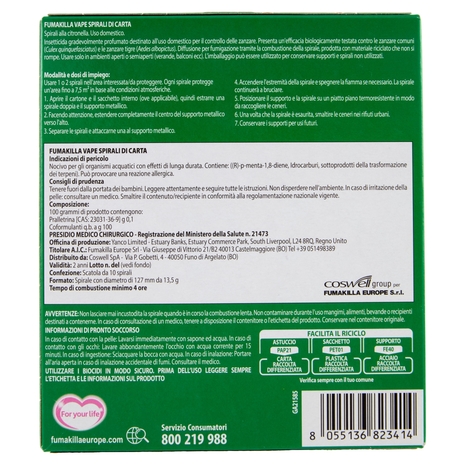 VAPE Spirali di Carta Citronella 10 pz